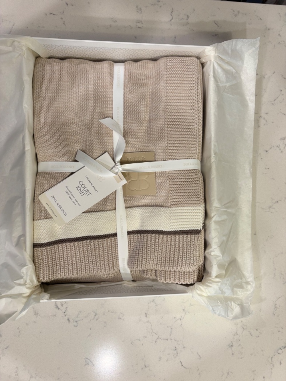 NWT Boll & Branch Court Knit Throw Blanket
